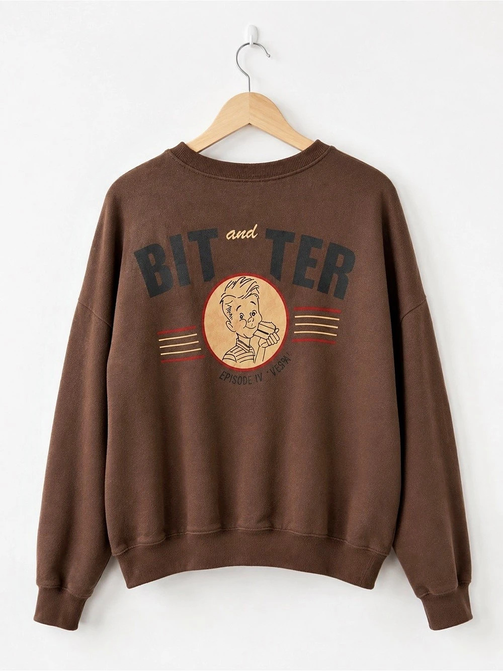 Graphic Crewneck Sweatshirt in Brown Like New